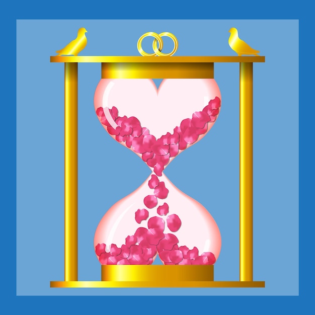 Vector reloj de arena de amor