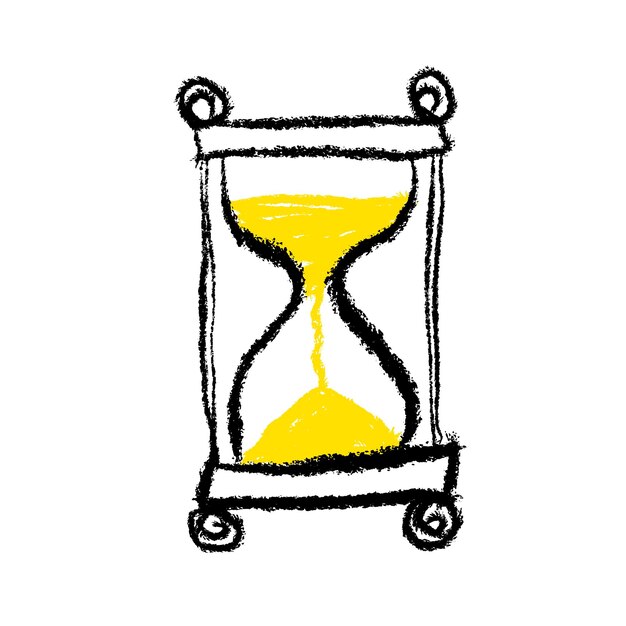 reloj de arena dibujos animados dibujos en lápiz ilustración vectorial fondo blanco
