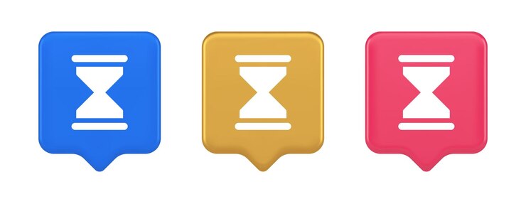 Vector reloj de arena reloj de medición del tiempo botón cuenta atrás minuto período de hora 3d icono realista