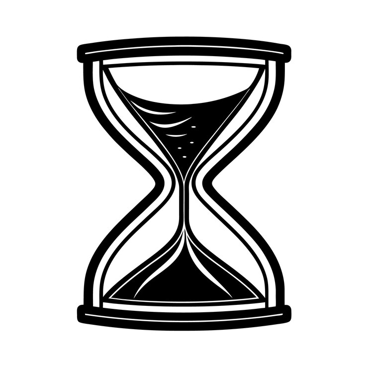 Reloj de arena vectorial gráfico en silueta negra