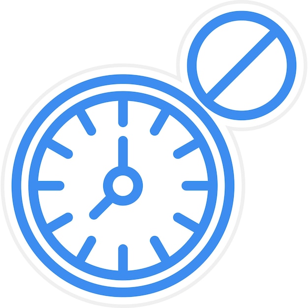 un reloj azul y blanco con un letrero de no fumar en él