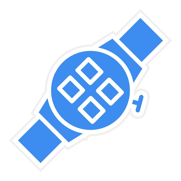 un reloj azul y blanco con un logotipo azul y blanco en él