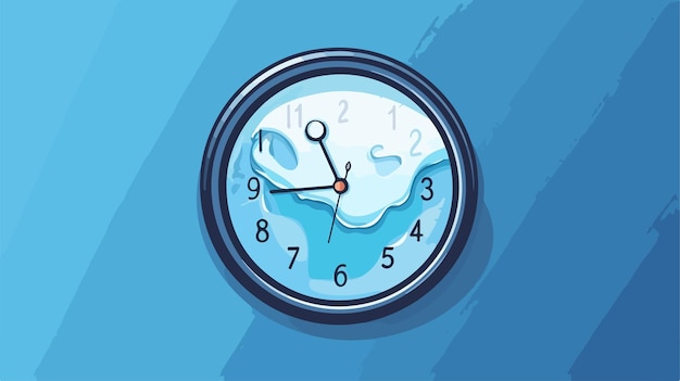 un reloj azul con las manillas en los números 1 y 3