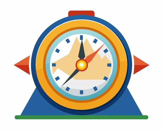 un reloj azul y naranja con el número 5 en él