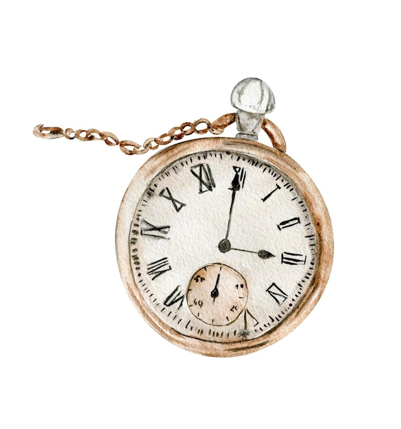 Reloj de bolsillo vintage dibujado a mano