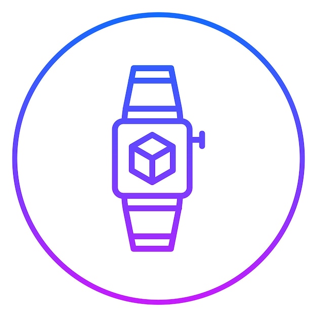 un reloj con un borde azul y rosa se muestra en un fondo blanco