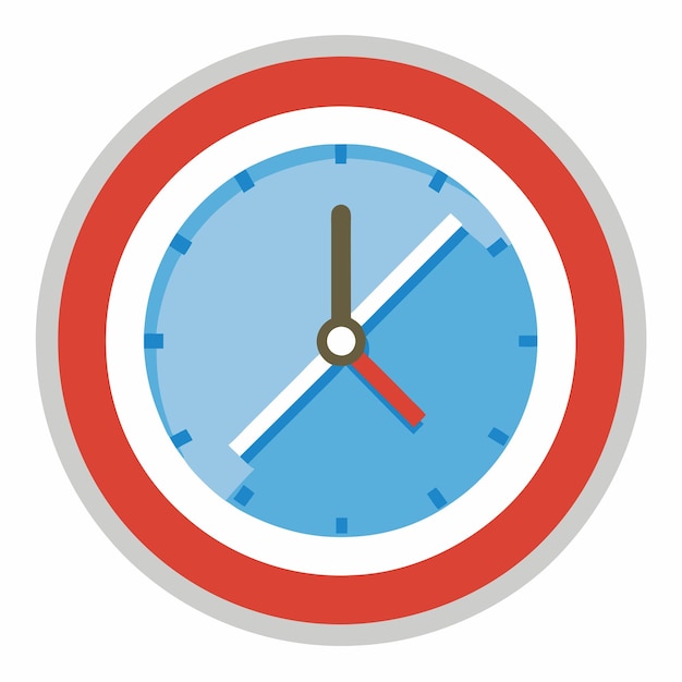 un reloj con una cara azul y un borde rojo