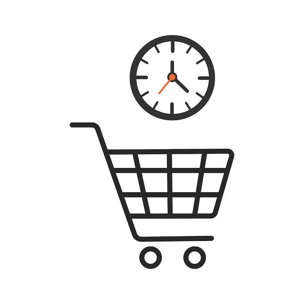 reloj y carrito de compras