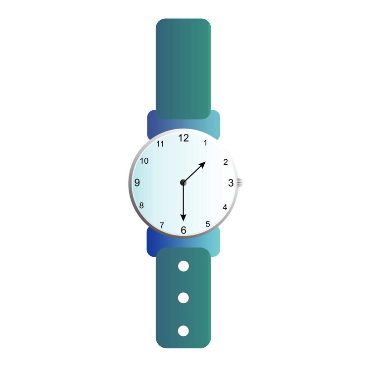 Reloj casual vectorial con una correa azul marino fresca y brillante