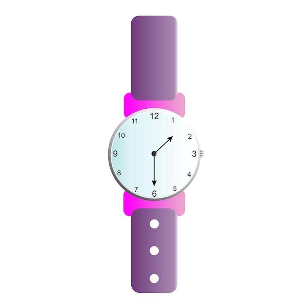 Reloj casual vectorial con una correa de lavanda brillante y elegante