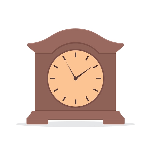 Vector reloj de chimenea marrón estilo vintage