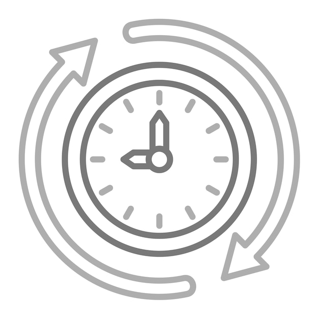 un reloj con un círculo blanco y un círculo negro con una flecha blanca que señala a la izquierda