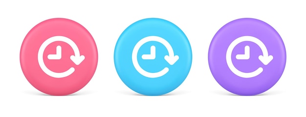Reloj en círculo flecha botón tiempo cuenta regresiva fecha límite cronómetro 3d icono realista