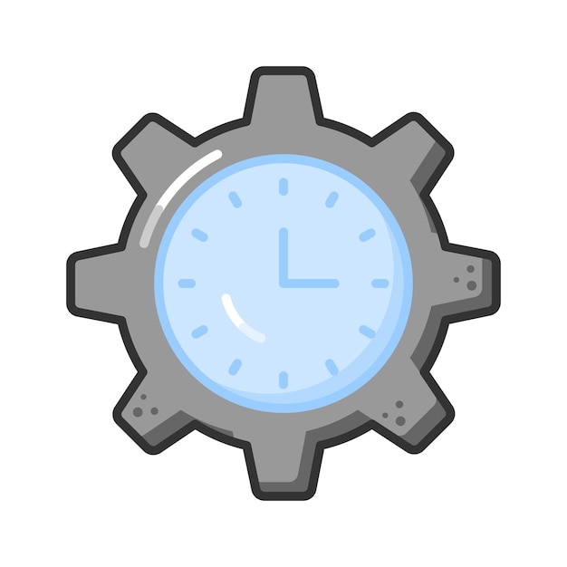 Reloj dentro del engranaje que muestra el concepto de vector de gestión del tiempo gráficos de alta calidad