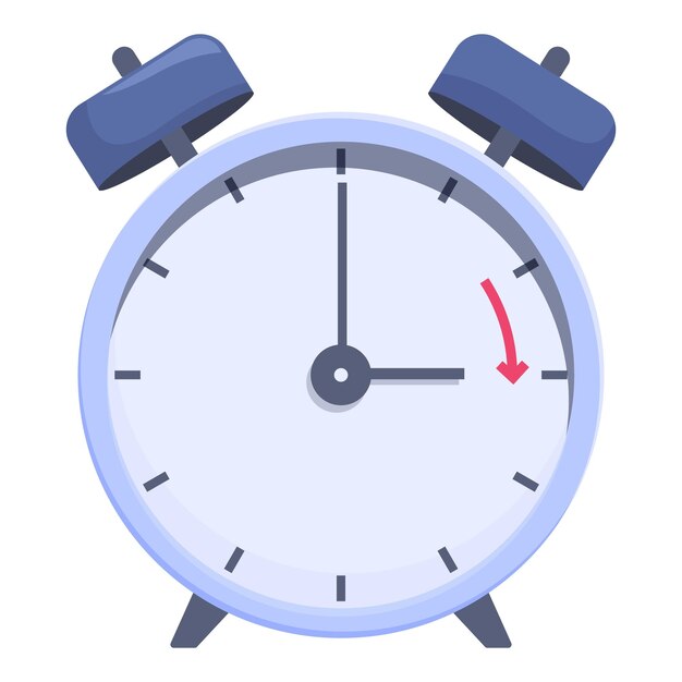 Reloj de despertador azul que muestra el paso del tiempo con flecha roja