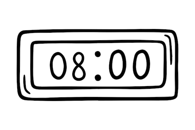 reloj de despertador digital icono dibujado a mano de la hora de la mañana dibujo del contorno del reloj de Despertador digital símbolo de línea clipart