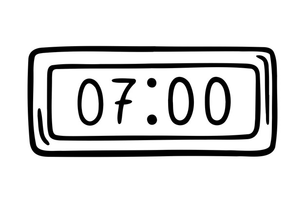 reloj de despertador digital icono dibujado a mano de la hora de la mañana dibujo del contorno del reloj de Despertador digital símbolo de línea clipart