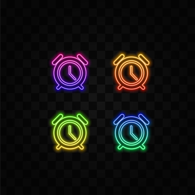 reloj de despertador icono de contorno de color estilo neón icono relacionado para los elementos de productividad del cronómetro ilustración