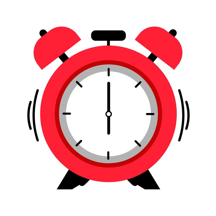 Reloj de despertador rojo clásico estilo de diseño plano moderno imagen aislada única