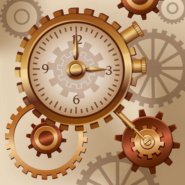 Vector reloj y dientes steampunk