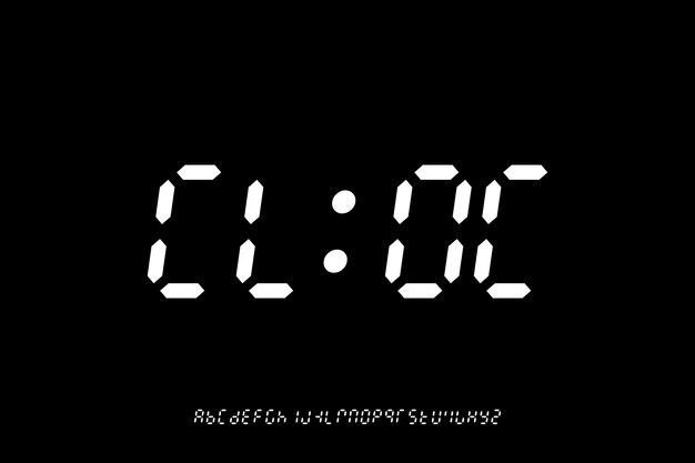 Reloj digital Diseño de fuentes de alfabeto personalizadas de vectores creativos