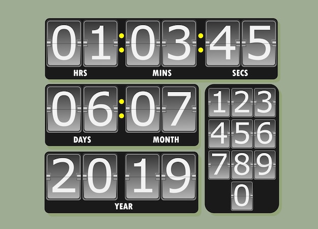 Vector reloj digital mostrar la fecha y el año 2019