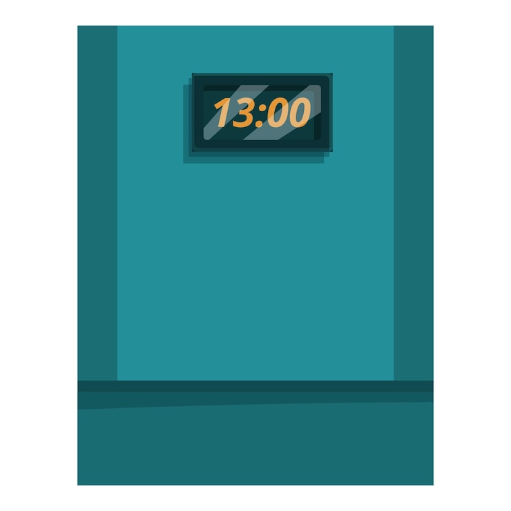 Vector reloj digital que muestra las 1300 en la pared de azul azul