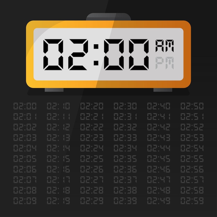 Vector reloj digital que muestra las 2 en punto con el conjunto de números digitales eps 10 vector libre