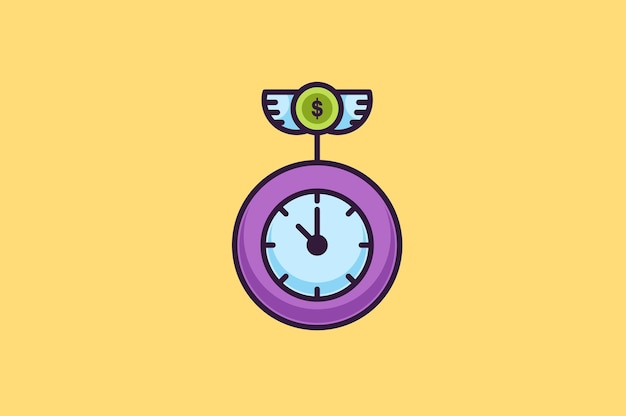 Reloj de dólar con alas logotipo modelo de diseño vectorial logotipo
