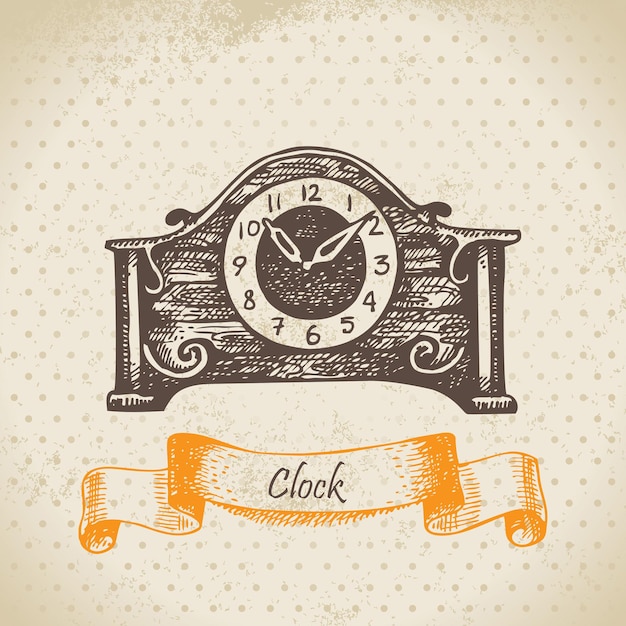 Reloj de época. ilustración dibujada a mano