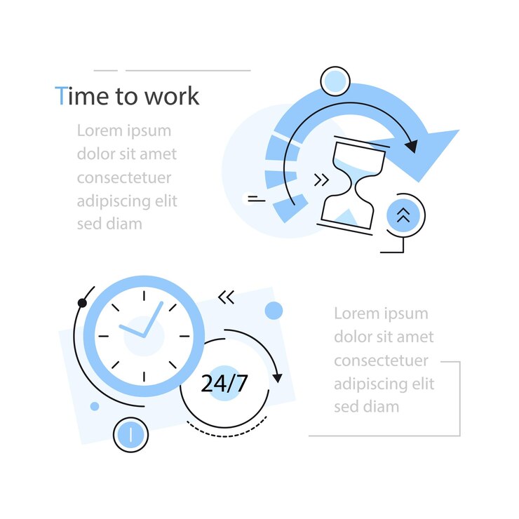 Vector reloj horas de trabajo concepto ilustración icono fondo y gráficos la ilustración es colorida