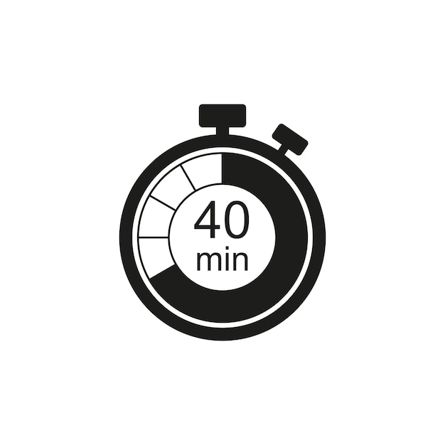 Reloj icono vector ilustración temporizador signo 40 min en fondo aislado concepto de signo de cuenta regresiva