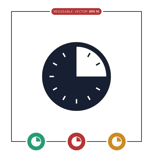 Reloj Icono Vector Plantilla Diseño Plano