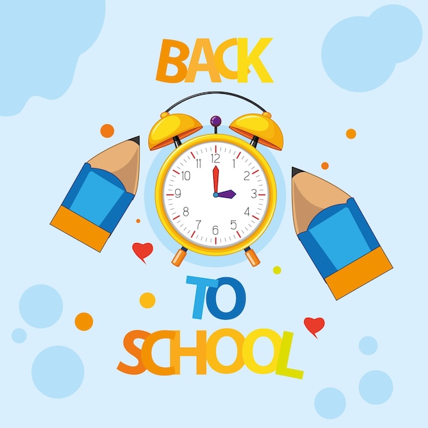 Reloj de ilustración de vector de cartel de regreso a la escuela