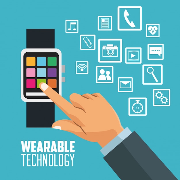 Reloj inteligente y conjunto de iconos de aplicaciones de medios