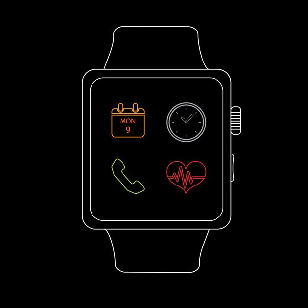 Reloj inteligente con icono, estilo de línea