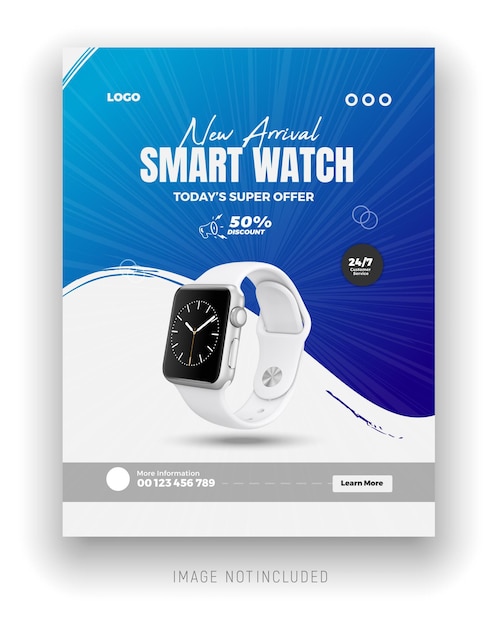 El reloj inteligente de nueva llegada y el gradiente de dos colores claro de fondo o marca en línea de negocios social med