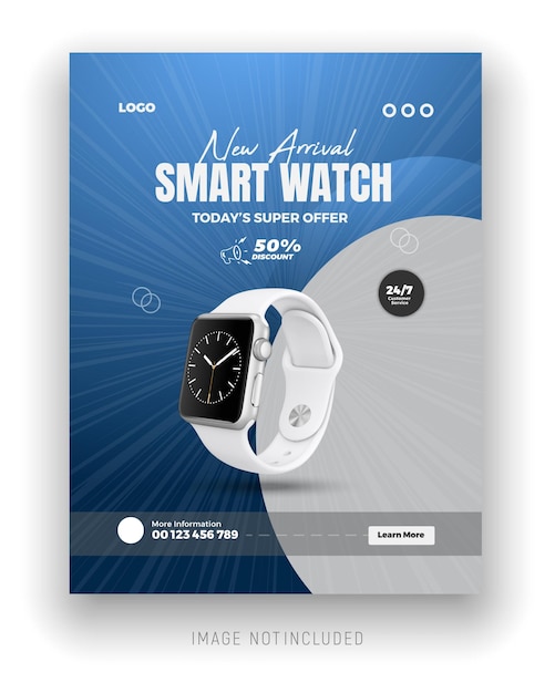 El reloj inteligente de nueva llegada y el gradiente de dos colores claro de fondo o marca en línea de negocios social med