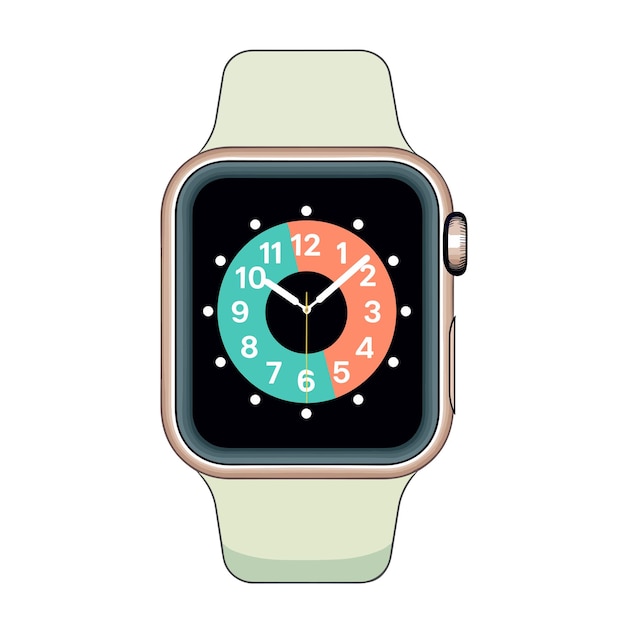 Reloj inteligente con un reloj en un fondo blanco Ilustración vectorial