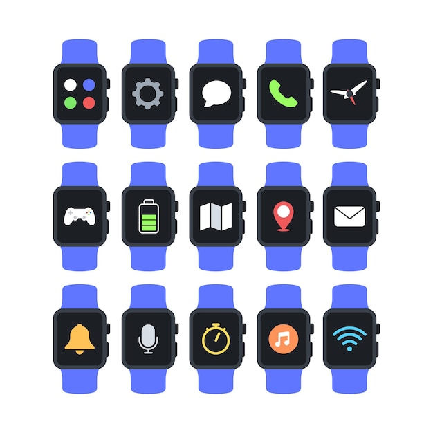 El reloj inteligente tiene un estilo plano.