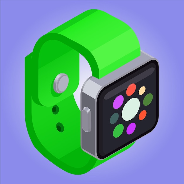 Vector un reloj inteligente verde con el número 4