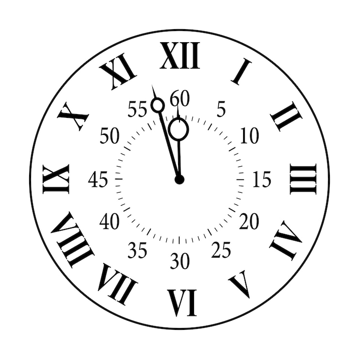 Vector reloj con manillas de horas y minutos