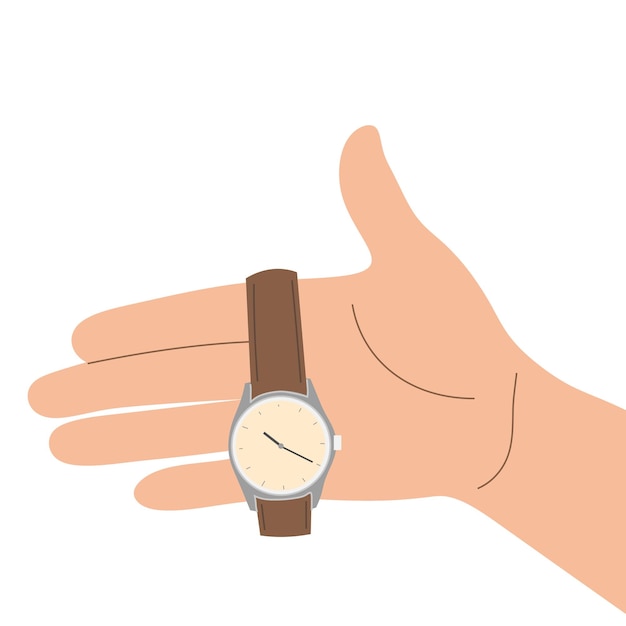 reloj mecánico en mano ilustración vectorial plana
