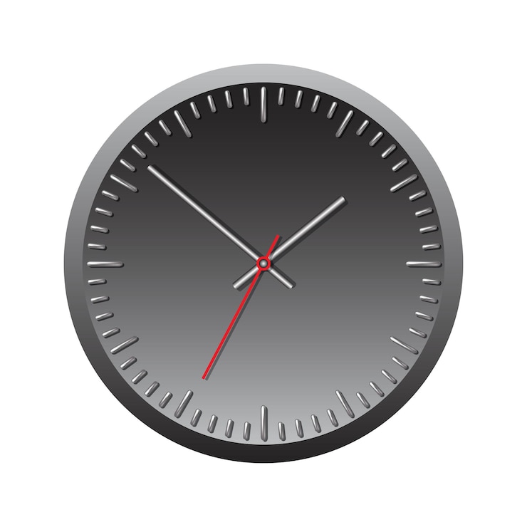 Vector reloj mecánico de pared negro. ilustración vectorial