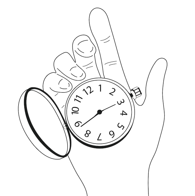 Reloj mecánico vintage en la mano de un hombre ilustración vectorial