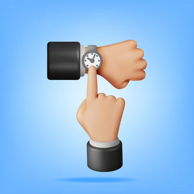 Reloj de muñeca redondo clásico 3D Reloj aislado Render Hand Reloj despertador Icono Medida de tiempo Fecha límite Mantenimiento de tiempo y gestión del tiempo Concepto Reloj Símbolo Ilustración de vector mínimo