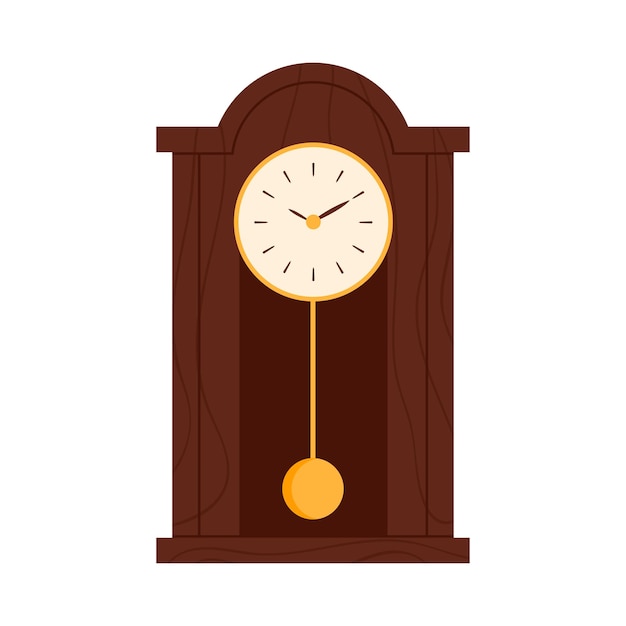 Reloj de pared antiguo con esfera y péndulo dorado para medir el tiempo