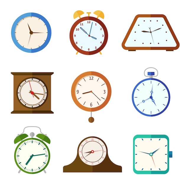 Reloj de pared y despertadores.