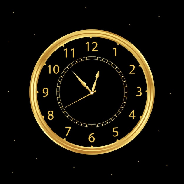 Reloj de pared dorado de diseño vectorial premium