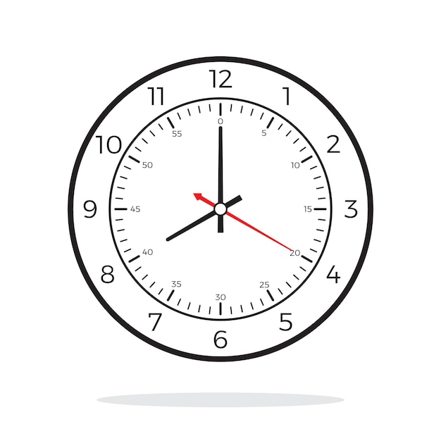 Reloj de pared vectorial en blanco y negro